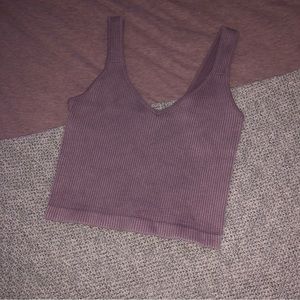 Seamless Ribbed Lavender Tank Top — S